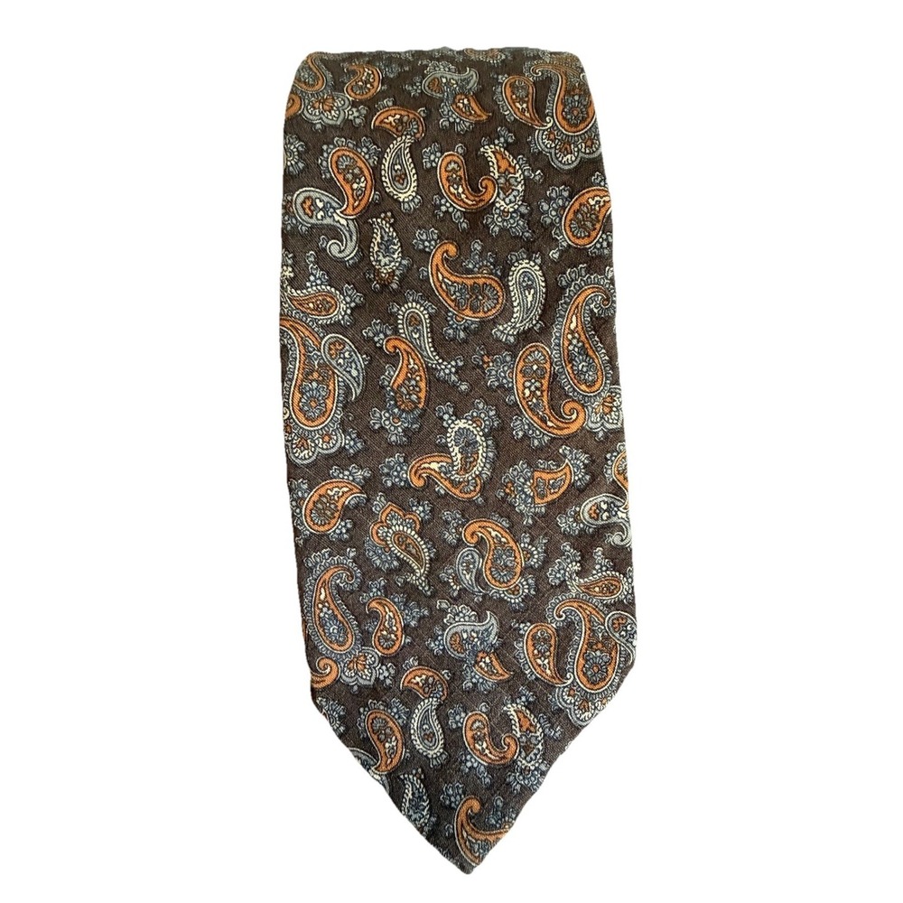 Christian Dior Cravates Silk Tie Brown Paisley Paris New York Classic Designer